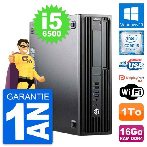 Estación de trabajo HP Z240 SFF - Procesador Intel Core i5-6500, 16GB de RAM, 1TB HDD, Windows 10, WiFi