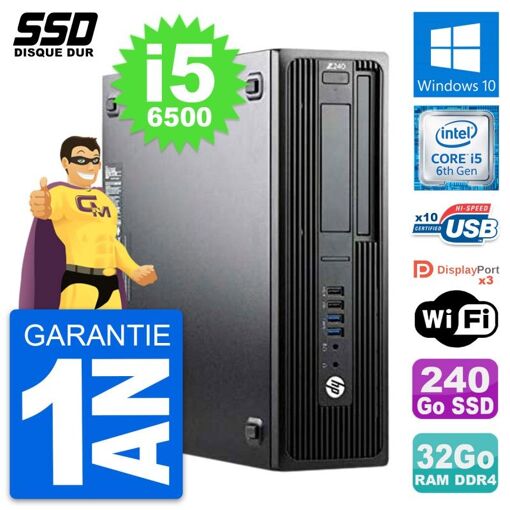 Estación de trabajo HP Z240 SFF - Intel Core i5-6500, 32GB de RAM, 240GB SSD, Windows 10, Wifi