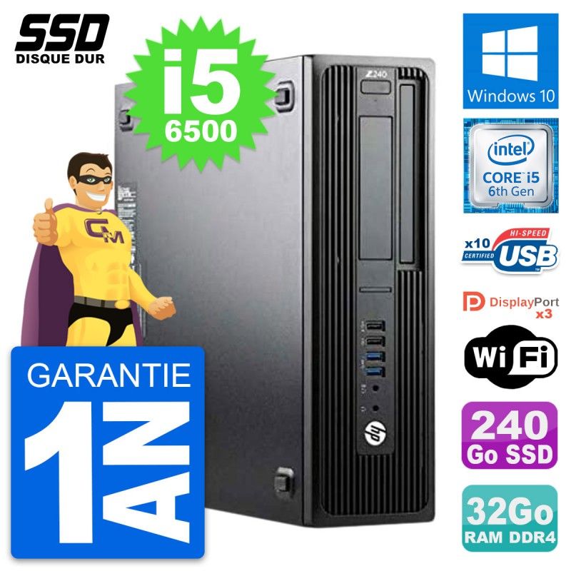 Estación de trabajo HP Z240 SFF - Intel Core i5-6500, 32GB de RAM, 240GB SSD, Windows 10, Wifi