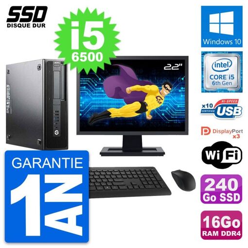 Estación de trabajo HP Z240 SFF - Pantalla de 22'', i5-6500, 16GB RAM, 240GB SSD, Windows 10, Wifi