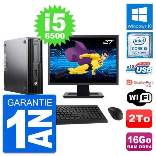 PC de escritorio HP Z240 SFF - Pantalla de 27'', Intel Core i5-6500, 16GB RAM, 2TB HDD, Windows 10