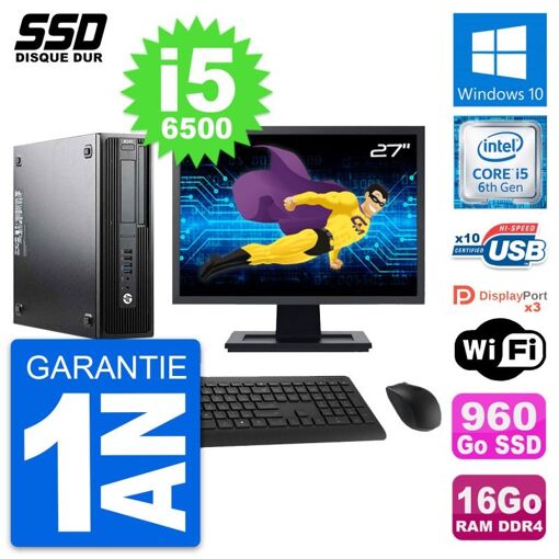 Computadora de escritorio HP WorkStation Z240 SFF | Pantalla de 27'' | i5-6500 | 16GB RAM | 960GB SSD | Windows 10 | WiFi