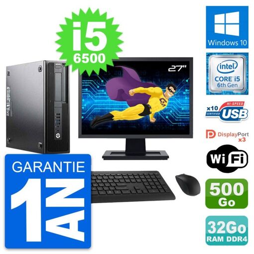 Computadora de escritorio HP Z240 SFF - Pantalla de 27", Intel i5-6500, 32 GB de RAM, Disco duro de 500 GB, Windows 10, WiFi