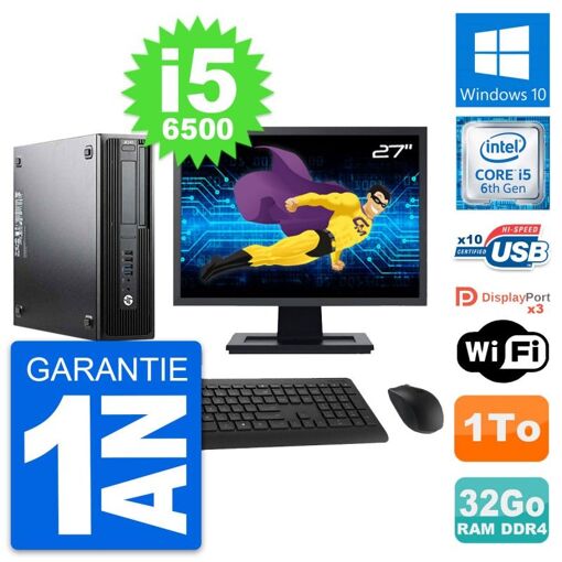 Computadora de escritorio HP Z240 SFF - Pantalla de 27", procesador Intel Core i5-6500, 32 GB de RAM, 1 TB HDD, Windows 10, WiFi