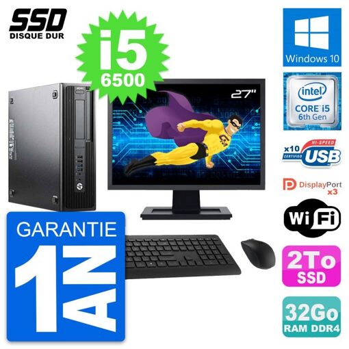 Computadora HP WorkStation Z240 SFF - Pantalla de 27'', i5-6500, 32GB de RAM, 2TB SSD, Windows 10, WiFi