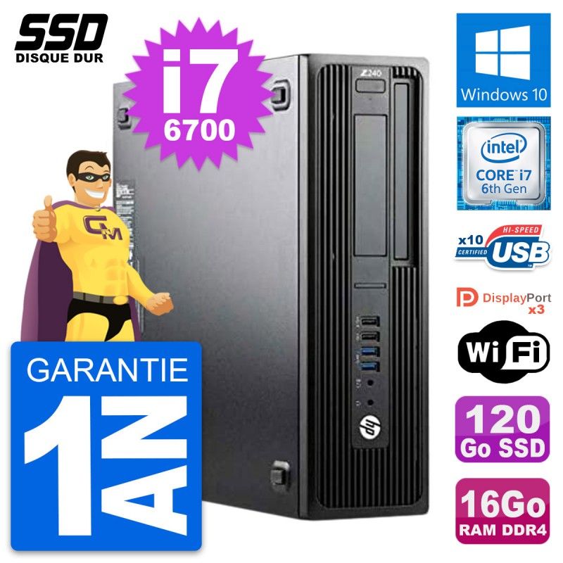 HP WorkStation Z240 SFF - Intel Core i7-6700, 16GB RAM, 120GB SSD, Windows 10, Wifi