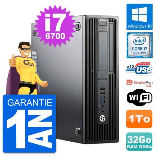 Estación de trabajo HP Z240 SFF - Procesador Intel Core i7-6700, 32GB de RAM, 1TB HDD, Windows 10, WiFi
