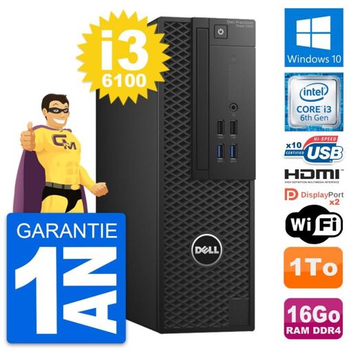 PC de escritorio Dell Precision T3420 SFF - i3-6100, 16GB RAM, 1TB HDD, HDMI, Windows 10, Wifi