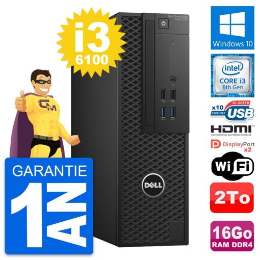 Ordenador de sobremesa Dell Precision T3420 SFF - i3-6100, 16GB RAM, 2TB HDD, HDMI, Windows 10, Wi-Fi