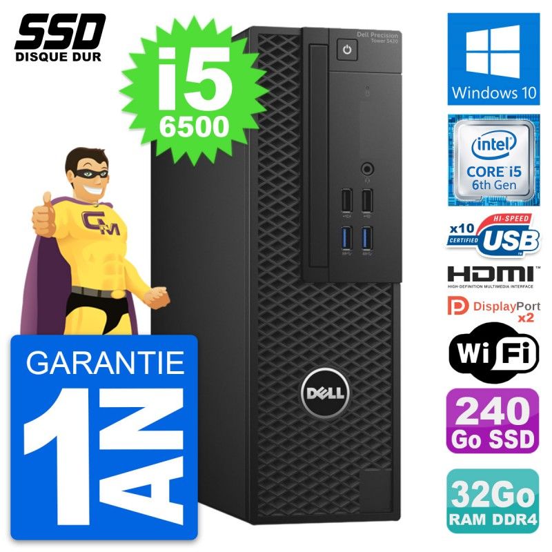 Dell Precision T3420 SFF Core i5-6500 32GB RAM 240GB SSD HDMI Windows 10 Wifi