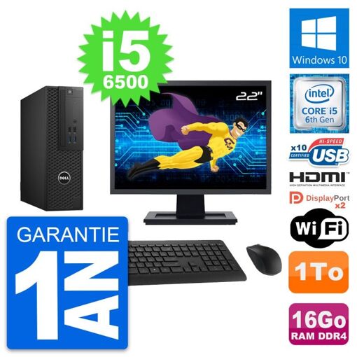 Computadora de escritorio Dell T3420 SFF | Pantalla de 22' | i5-6500 | 16 GB RAM | 1 TB HDD | WiFi