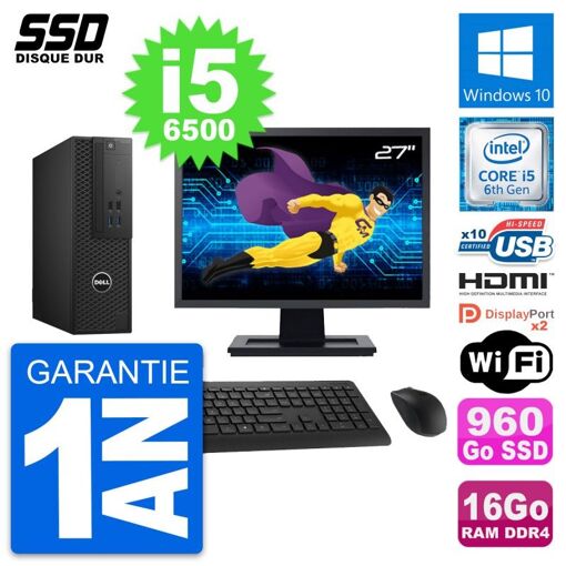 Computadora de escritorio Dell T3420 SFF - Pantalla de 27'', Intel Core i5-6500, 16GB de RAM, 960GB SSD, HDMI, WiFi