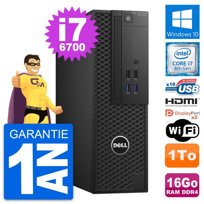 Dell Precision T3420 SFF Desktop - i7-6700, 16GB RAM, 1TB HDD, Windows 10, WiFi