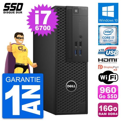 Dell Precision T3420 SFF - Procesador Core i7-6700, 16GB de RAM, 960GB SSD, HDMI, Windows 10, WiFi