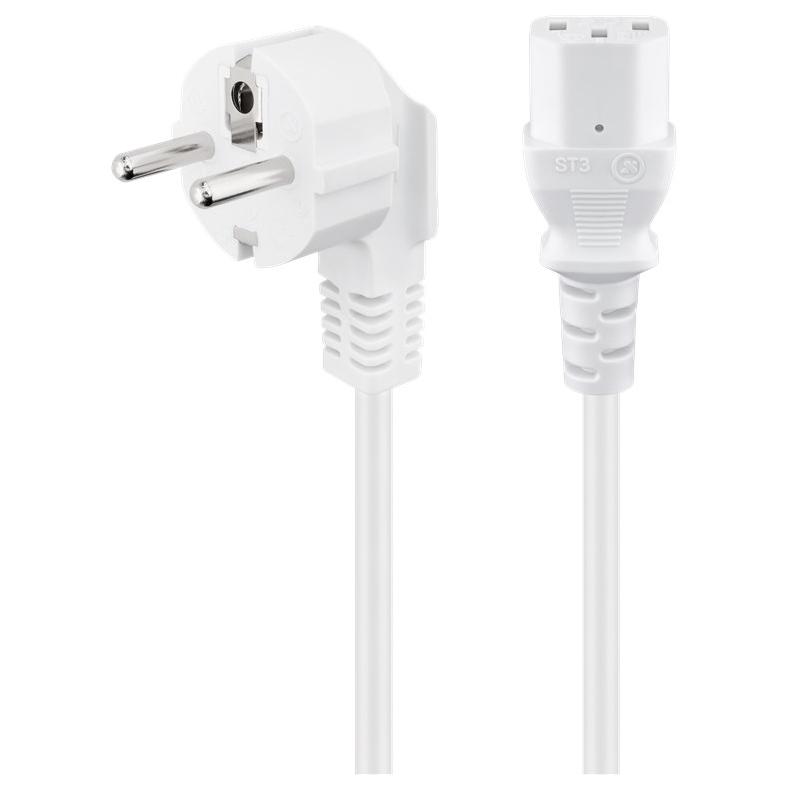 Goobay Power Cable 3m, White, Type F IEC C13 Plug to C13 Socket