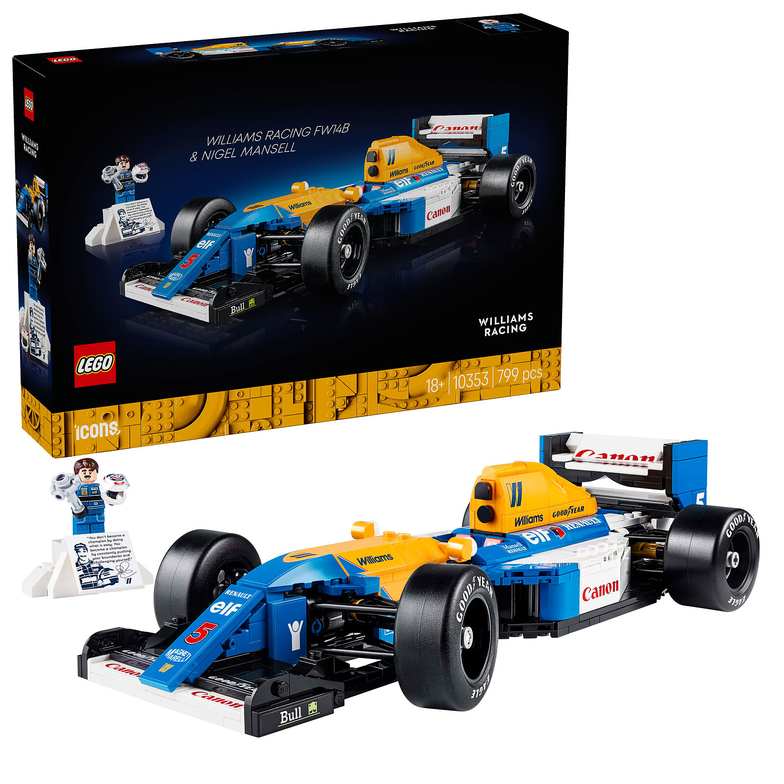 LEGO Icons 10353 Williams Racing FW14B and Nigel Mansell