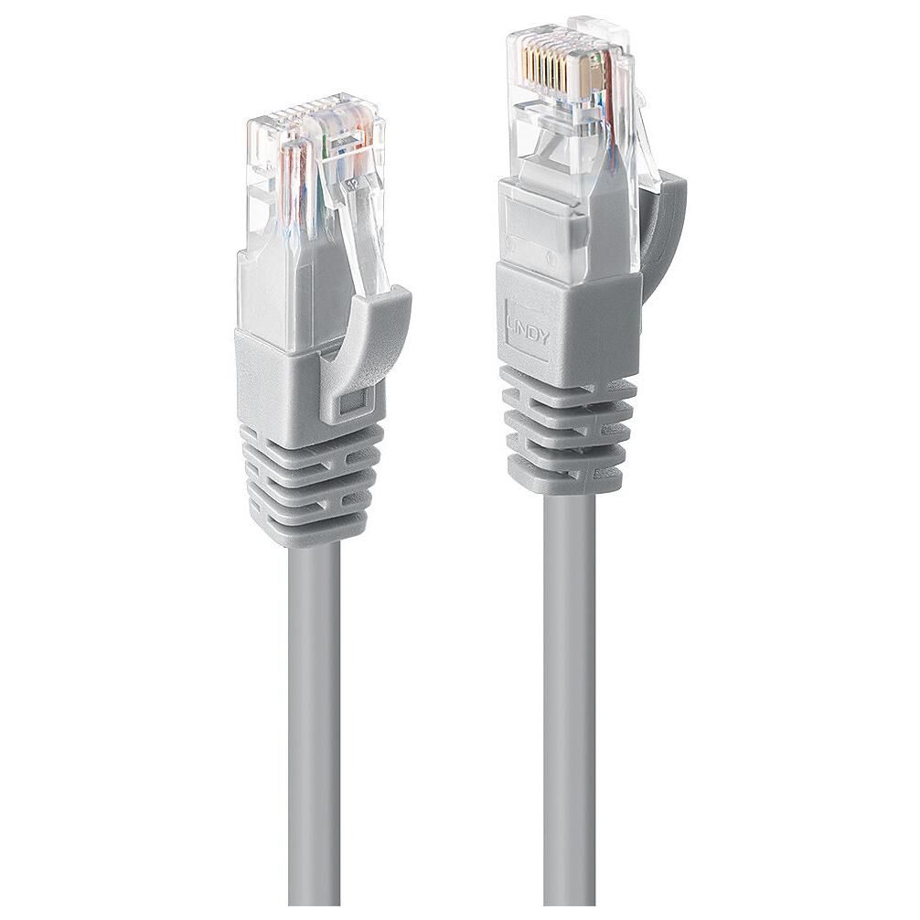 Câble de connexion Lindy - RJ-45 (M) à RJ-45 (M) - UTP CAT 6 - moulé, sans crochet, bloqué - gris