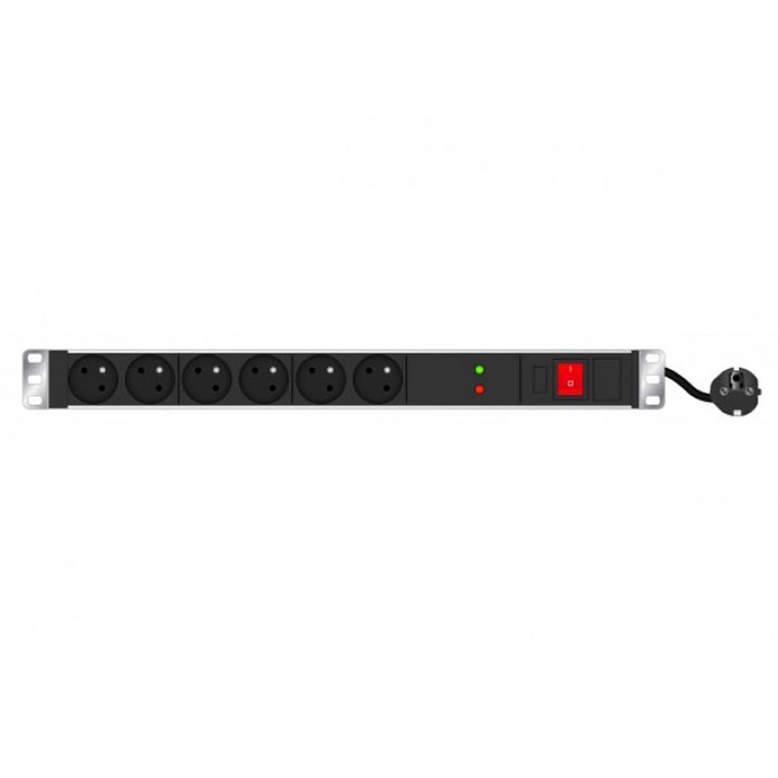 Stripo de alimentación montado en rack para gabinete de red - largo 19'' - alto 1U - 6 x tomas CEE 7/5 - enchufe CEE 7/7 - protector contra sobretensiones - interruptor - luz indicadora