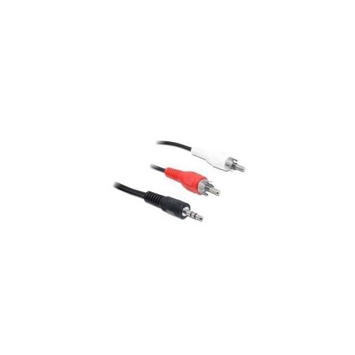 Câble audio Delock de 10 m, 2 x connecteurs RCA mâles à mini-prise stéréo 3,5 mm mâle - Noir