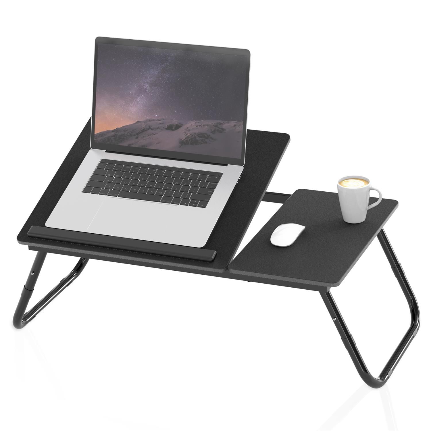 Intirilife Folding and Adjustable Height Laptop Table - Black