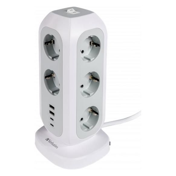 Verbatim EUPT-01 - Coupe-circuit - multiprise européenne 15-en-1 - CA 230 V - 3600 watt - entrée : Type F - connecteurs de sortie : 15 (Type F puissance 11 x, 2 x USB, 2 x USB-C) - 2 m cordon - Europe