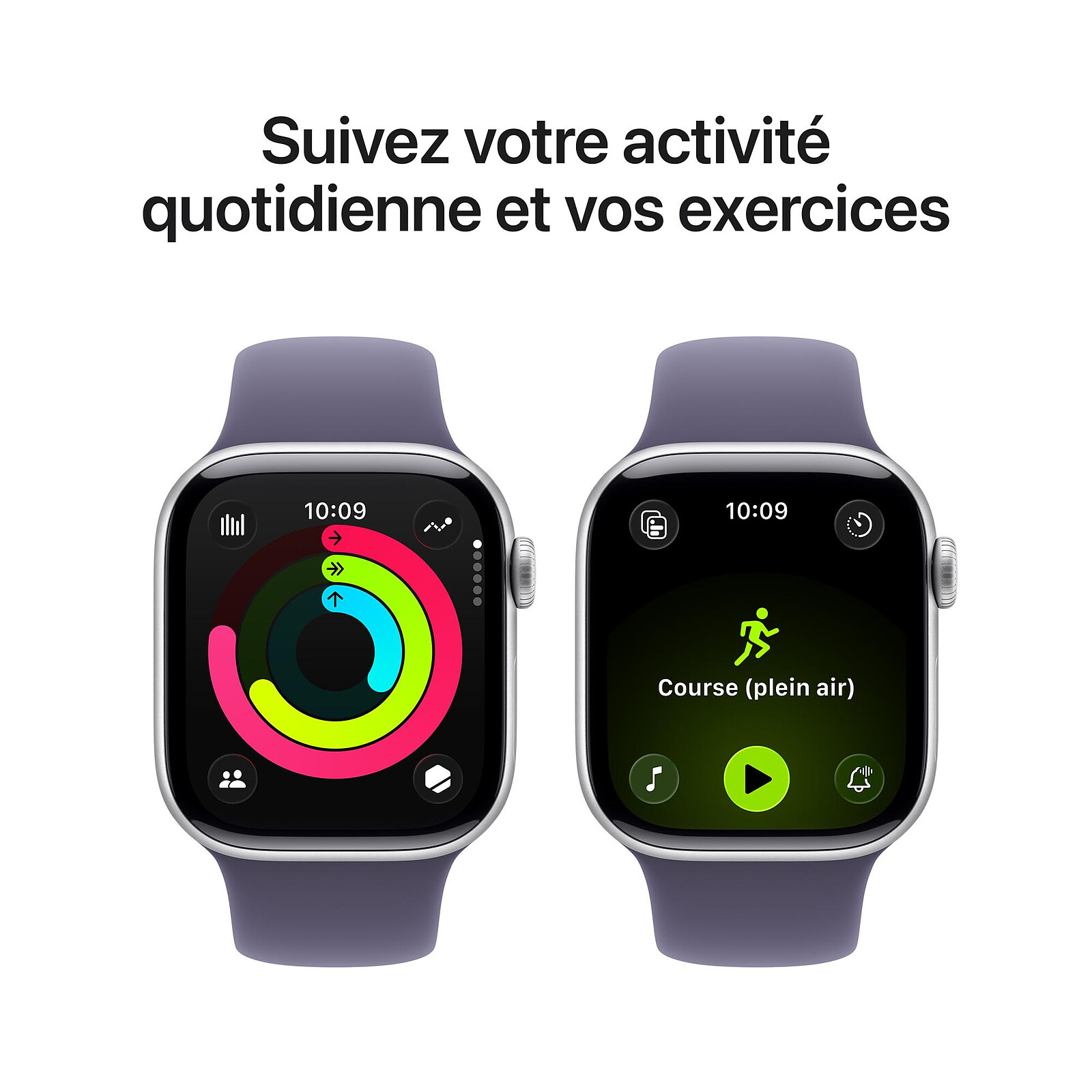 Apple Watch Series 11 GPS 42 mm Aluminium Silver Sport Wristband Purple S/M