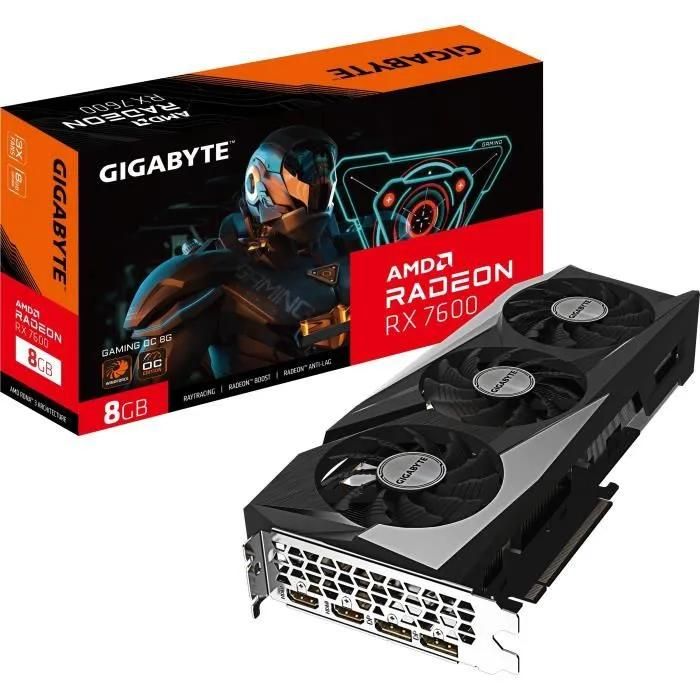 Gigabyte Radeon RX 7600 Gaming OC - Graphics Card - 8GB GDDR6 - PCIe 4.0 - 2x DisplayPort, 2x HDMI