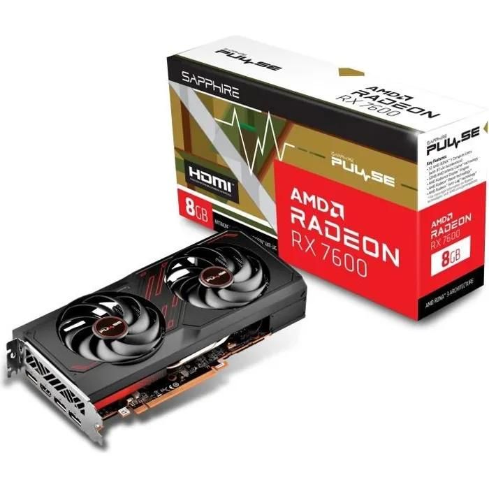 Sapphire Pulse Radeon RX 7600 - 8GB GDDR6 PCIe 4.0 Graphics Card