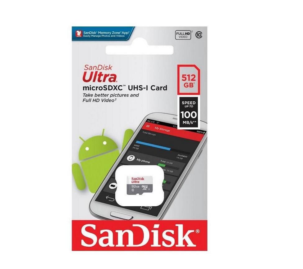 SanDisk Ultra MicroSD Card 512GB (SDSQUNR-512G-GN3MN) up to 100MB/s