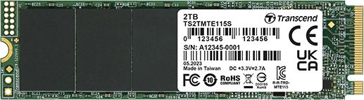 Transcend 115S SSD - 2TB - M.2 2280 (Dual-Sided) - PCIe 3.0 x4 (NVMe)