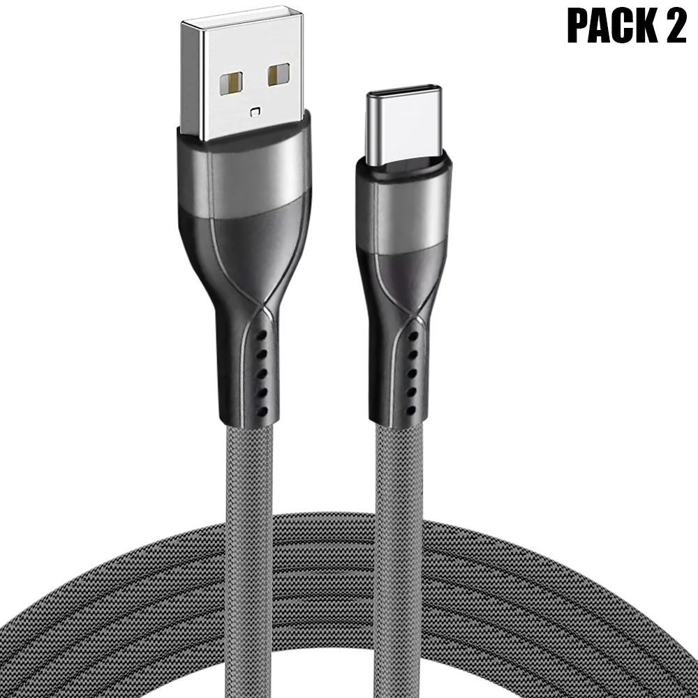 Câbles E.F.Connection USB-C de charge rapide 3A - Boîte de 2, 1m, gris