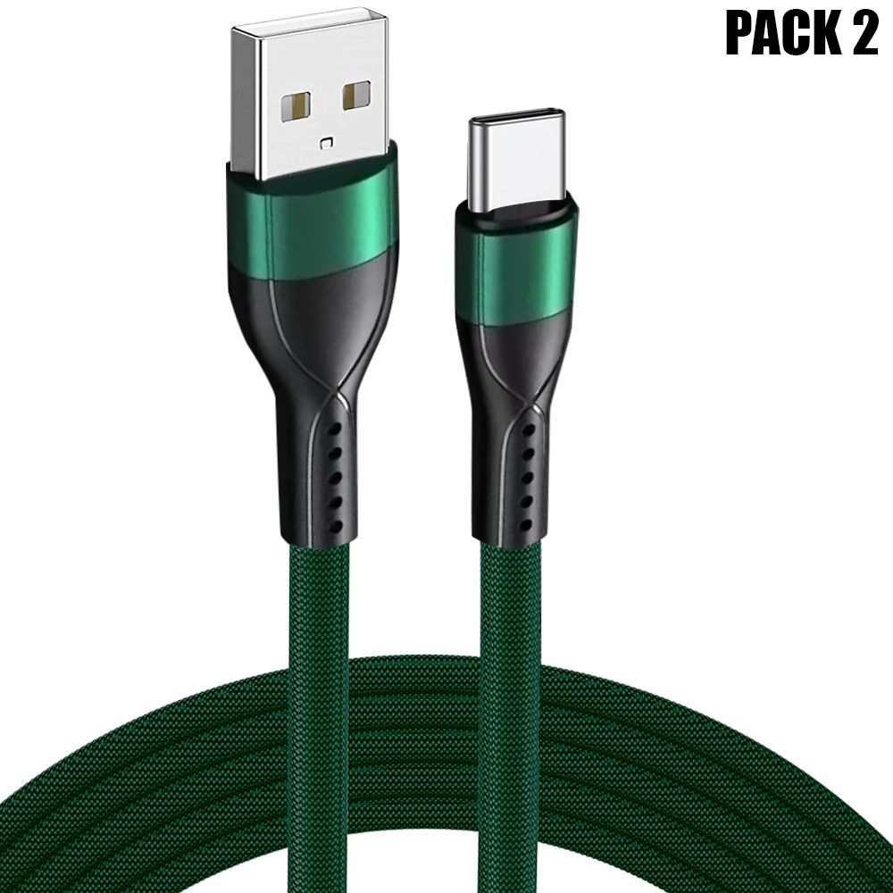 Ensemble de 2 câbles USB-C E.F.Connection - 1 mètre vert