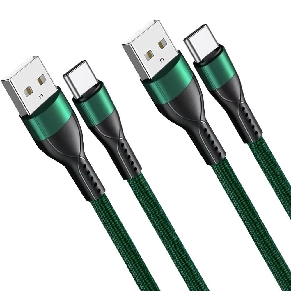 E.F.Connection Nylon USB-C Cable Set (2x1m) for Samsung Galaxy S Series - Green