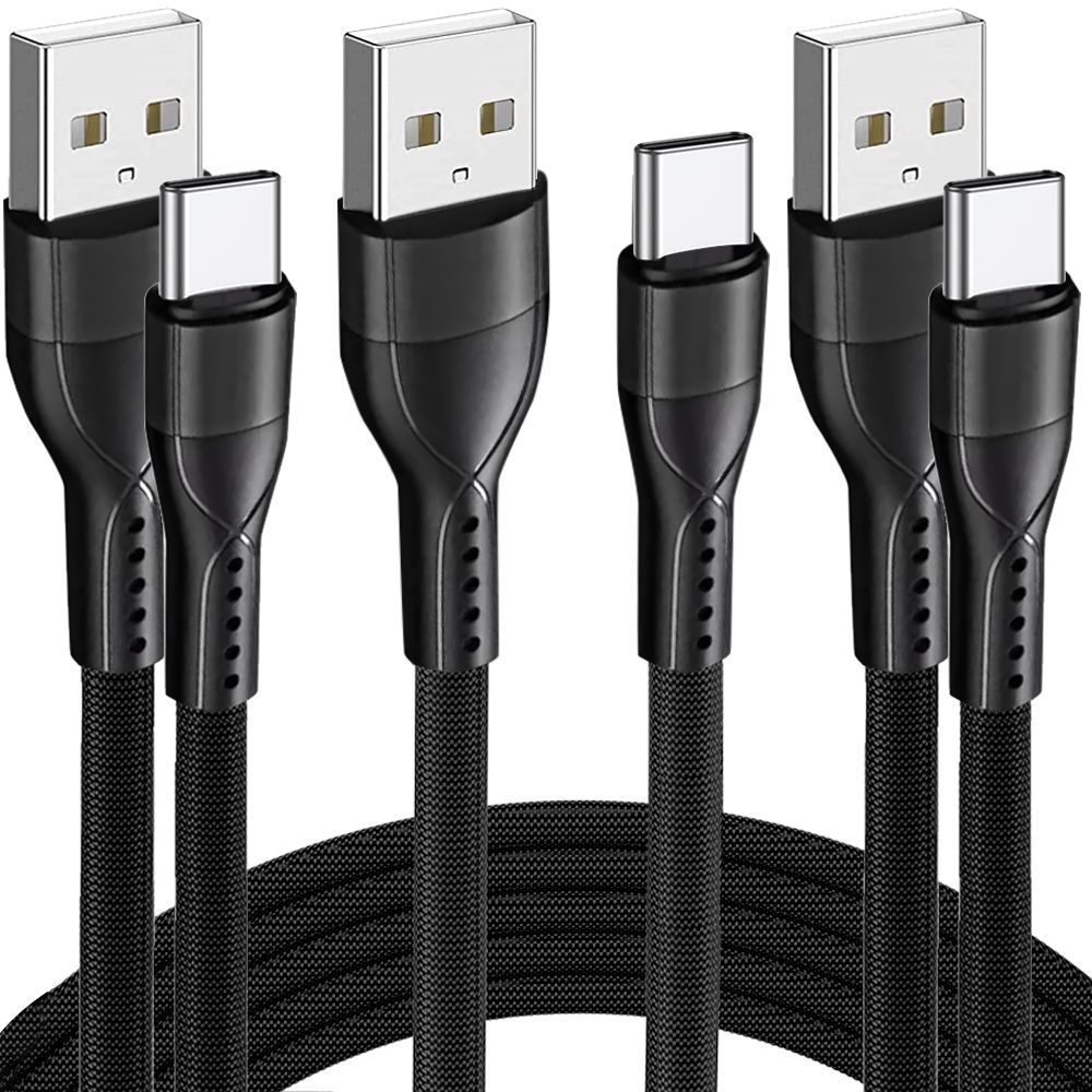 Cable USB-C a Lightning trenzado de nylon E.F.Connection x3 3A para Xiaomi 13 Pro, 12T Pro, Mi 11 - Negro