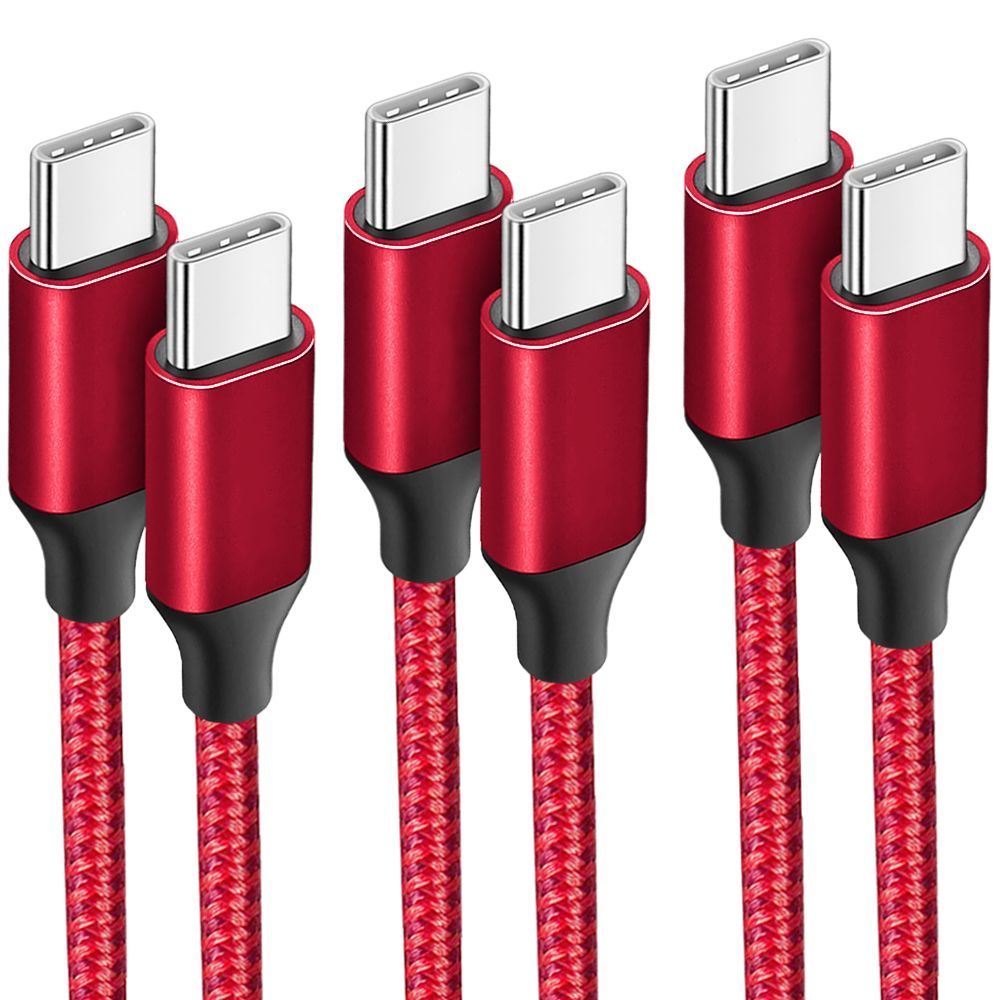E.F.Connection 3x USB-C to USB-C Fast Charge Cables - Red 1M