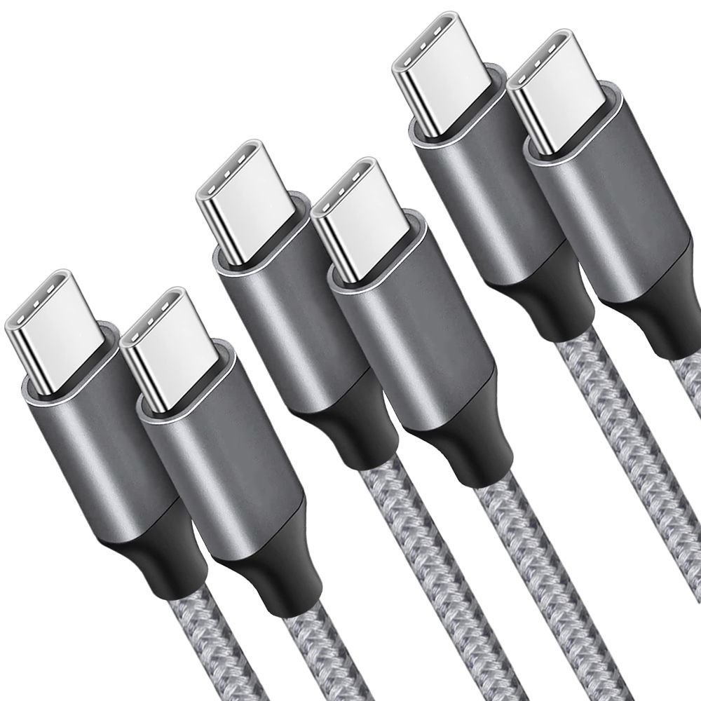 Cables E.F.Connection USB-C a USB-C de carga rápida 3A (lote de 3) - 1 metro gris - cableado de nylon trenzado