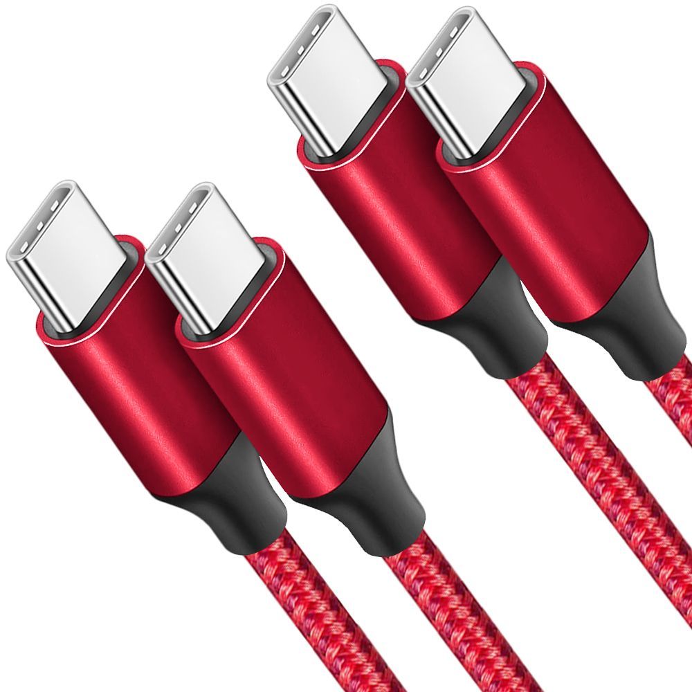 E.F.Connection USB-C to USB-C Cables for Samsung Galaxy M Series (M13, M23 5G, M32, M33 5G, M52 5G) - Reinforced Nylon, 1 Meter Red
