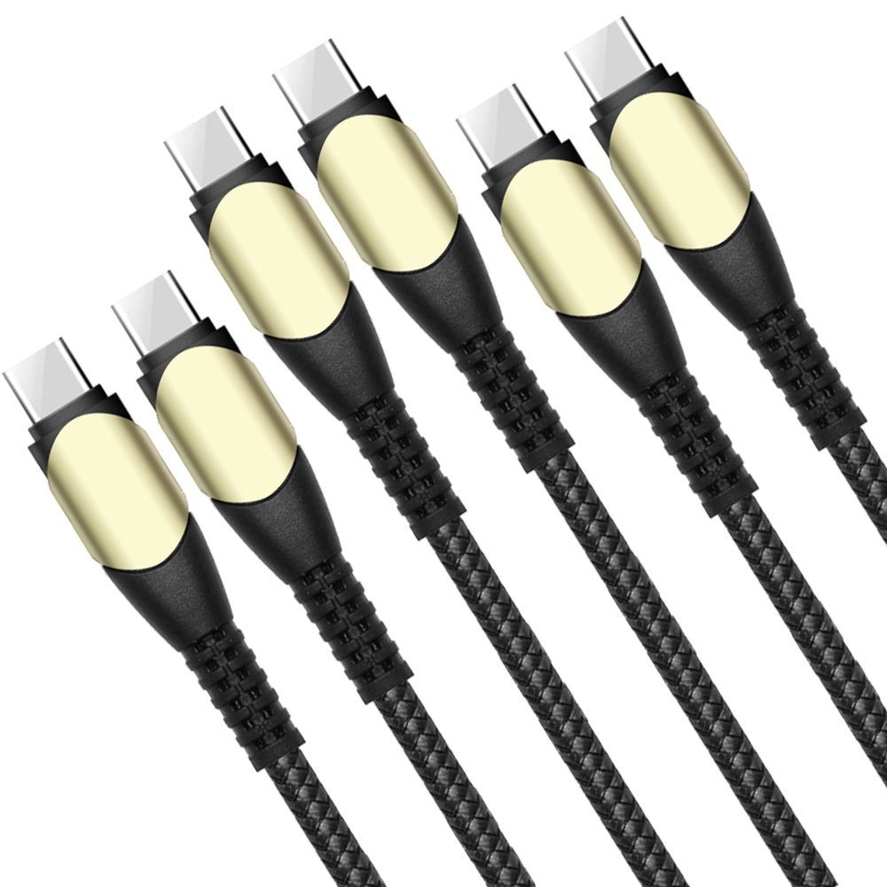 E.F.Connection 3x USB-C to USB-C Rapid 60W Cable (1M, Nylon Braided Black)
