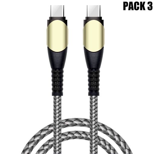 Câbles E.F.Connection 60W USB-C vers USB-C (lot de 3) pour appareils Xiaomi - Nylon gris