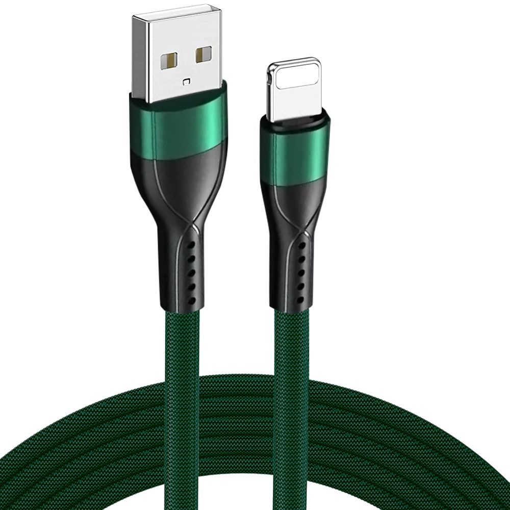 E.F.Connection Nylon USB Rapid Cable for iPhone 14 Series, 12, 11 - Green - 1 Meter
