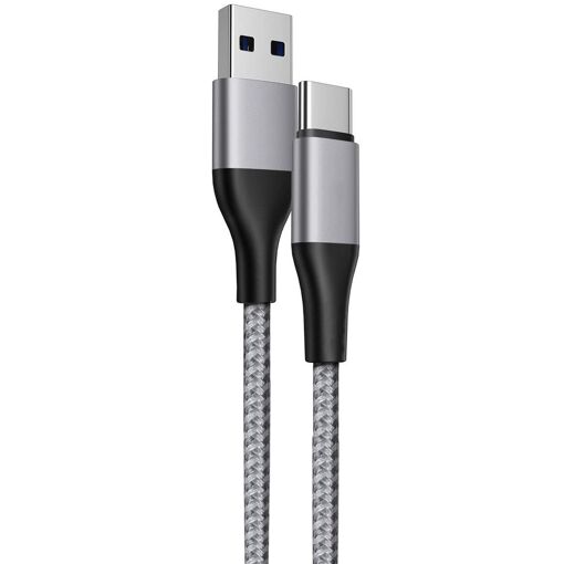 Câble de charge rapide USB-C 3A pour la série Samsung Galaxy A - 1M nylon tressé gris - E.F.Connection