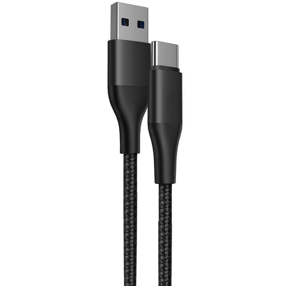 USB-C Nylon Fast Charge Cable for Samsung Galaxy A Series (A32, A34, A52, etc.) - Black 1M