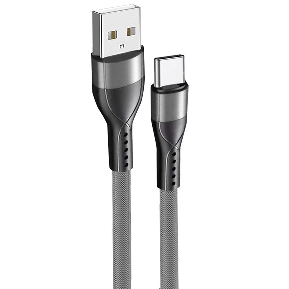 Cable USB-C de carga rápida 3A E.F.Connection - 1 metro nylon delgado gris