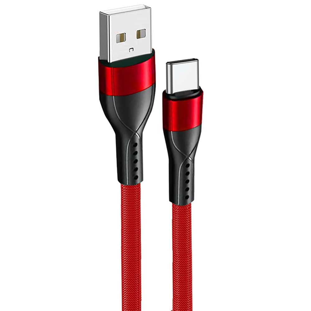 USB-C to USB Cable 3A for Xiaomi Redmi Series - 1 Meter Red Nylon Braided