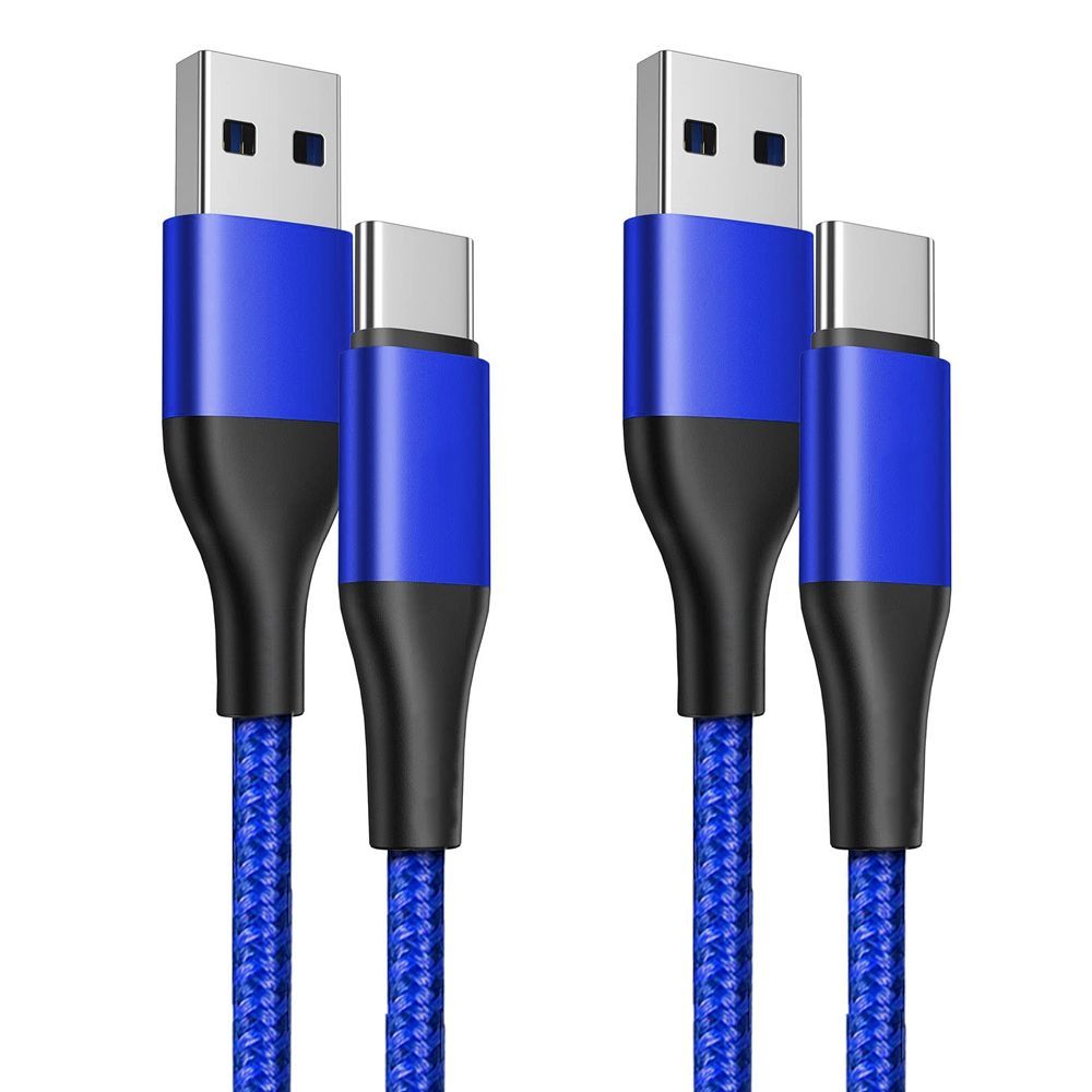 Lot de 2 Câbles USB-C Rapides E.F.Connection, 1 mètre, Bleu, pour Xiaomi Redmi 9 et Modèles Similaires