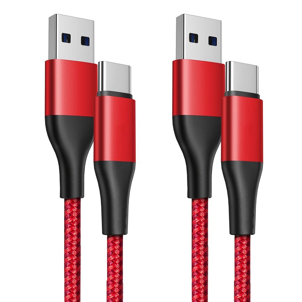 2 câbles de charge rapide USB-C vers USB-A 3A pour Xiaomi Redmi 9/9A/9C/9T/10A/10C/11A - Câble en nylon tressé renforcé 1M rouge