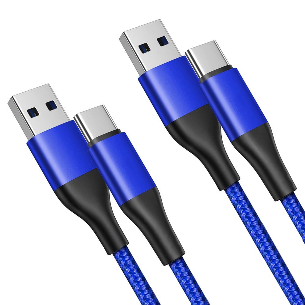 E.F.Connection 3A USB-C Quick Charge Cable (2 Pack) - 1M Blue