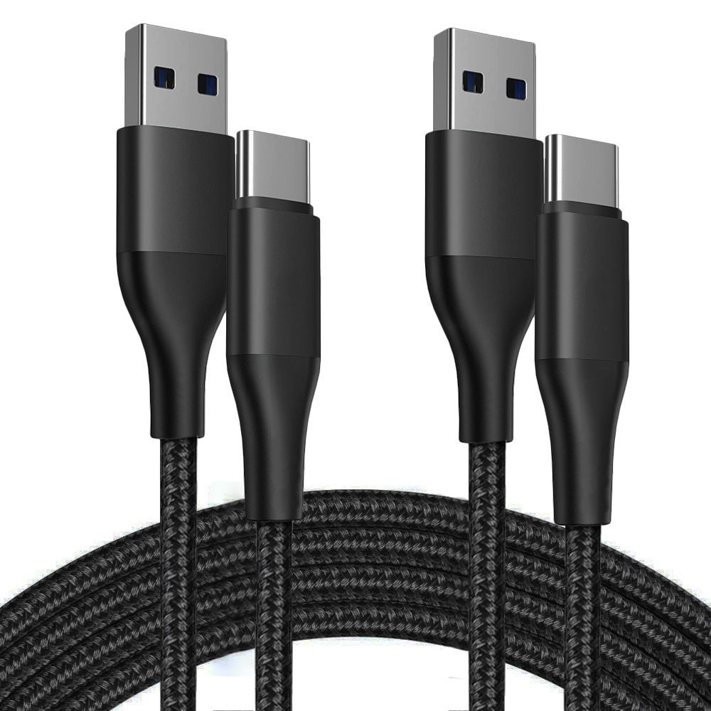 OPPO USB-C Cable - 2 x 3A Fast Charge for Reno 8, Find X3, A-Series - Nylon Braided Black 1M