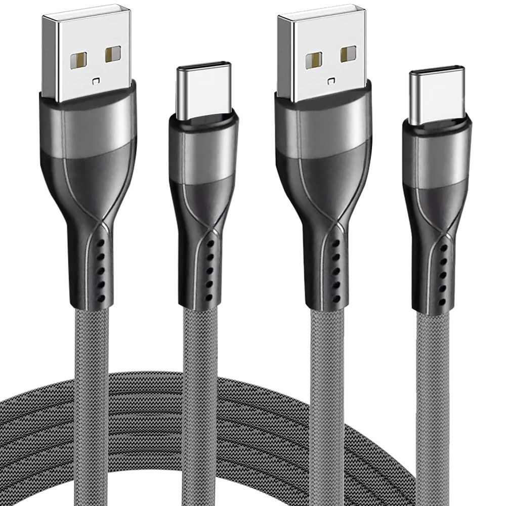 EF Connection Nylon USB-C Cable Bundle for OPPO A Series - 1 Meter Gray