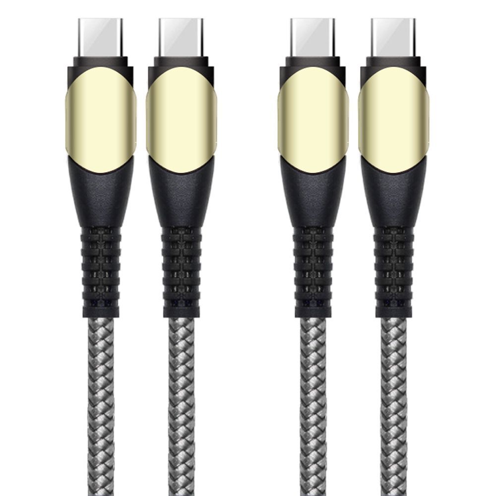 Lot de 2 câbles de charge USB-C vers USB-C, 1 mètre, en nylon renforcé gris, pour Xiaomi Redmi 9/9A/9C/9T/10A/10C/11A et appareils USB-C